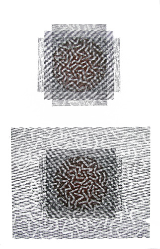 Doublecross IV: vinyl cut with polymer engraving by Edwina Ellis
